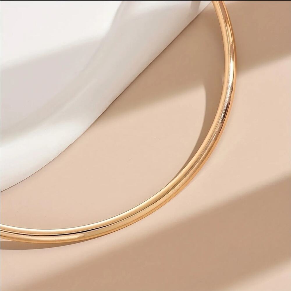 NEW NORDSTROM REVOLVE 18kt Gold Plated Choker Slim Collar Necklace Jewelry Retro - Picture 11 of 12